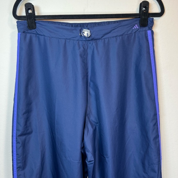 Adidas Women's Vintage Mesh Lined Track Pants Blue 3 White Stripes Zip Ankle XL - Picture 2 of 16